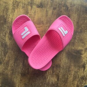 Fila, hot pink, sporty, slip on shoes.
